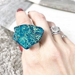 Handmade Natural ocean Blue Regalite Ring